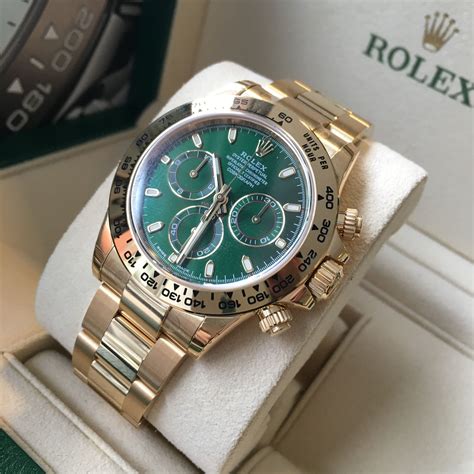 rolex datytona gold green face|daytona rolex gold price.